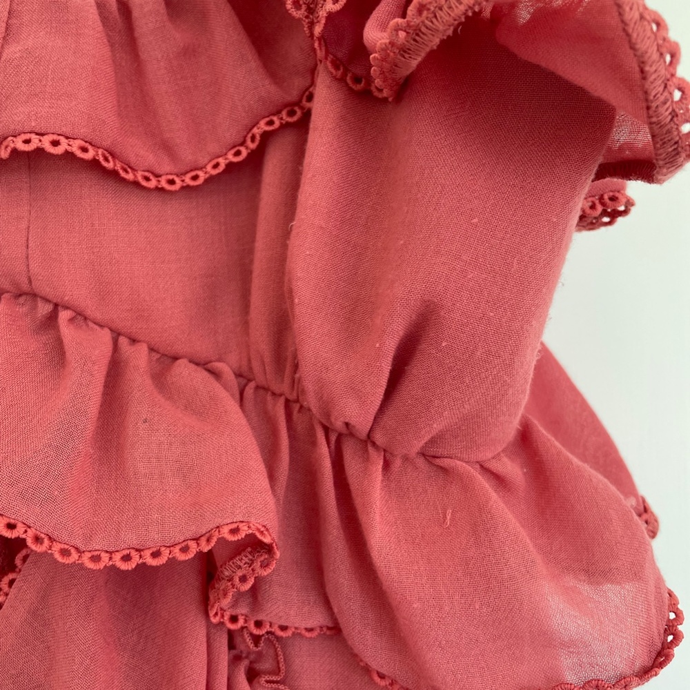 Red Carter Ruffle Mini Dress, Dusty Rose - Picture 3 of 8